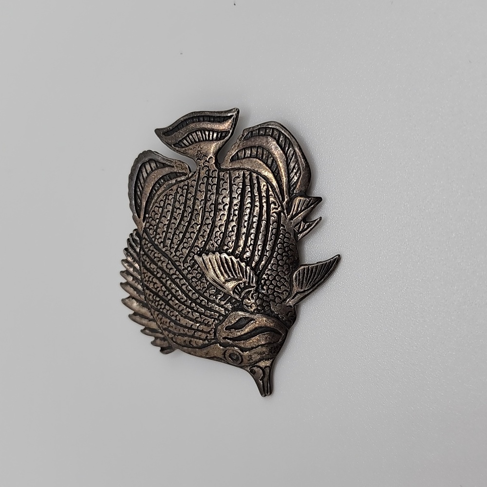 Signed Sterling Butterfly Fish Brooch